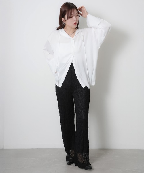 Riberry（リベリー）の「シアーレースパンツ（その他パンツ・レディース・オフホワイト/ブラック・MEDIUM）」の5枚目の写真