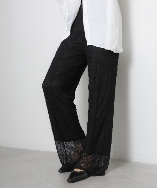 Riberry（リベリー）の「シアーレースパンツ（その他パンツ・レディース・オフホワイト/ブラック・MEDIUM）」の4枚目の写真