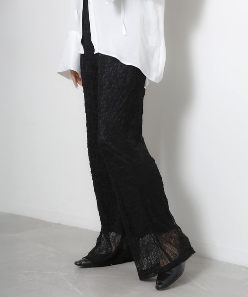 Riberry（リベリー）の「シアーレースパンツ（その他パンツ・レディース・オフホワイト/ブラック・MEDIUM）」の3枚目の写真