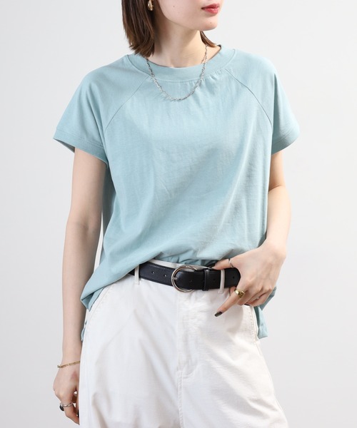 FUNALIVE(ファンアライブ)の「クルーネックフレンチスリーブTシャツ(Tシャツ/カットソー・レディース・チャコールグレー/ブラック系その他/ブラック/オフホワイト/モカ/ミント/ベージュ/ホワイト系その他・F)」の9枚目の写真