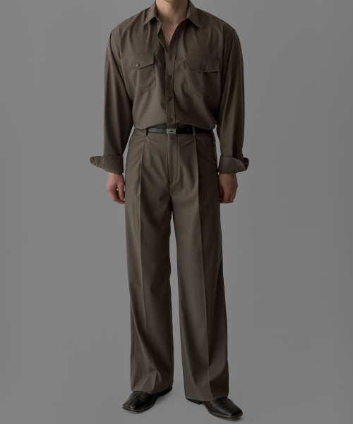 BOWLOW PRODUCT（バウロープロダクト）の「コンパクトワンタックTRスラックス[ベージュ]（スラックス・メンズ・その他・MEDIUM/LARGE/X-LARGE）」の2枚目の写真