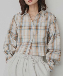 ショート丈 チェックシャツ