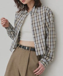 ショート丈 チェックシャツ