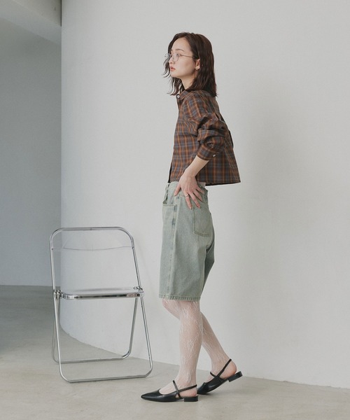 ad thie(アドティエ)の「ショート丈 チェックシャツ(シャツ/ブラウス・レディース・ブラウン/ピンク/オフホワイト/ライトブルー・FREE)」の16枚目の写真