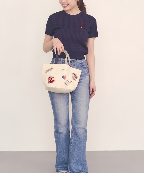Cath Kidston（キャスキッドソン）の「トラベルトートバッグS（ハンドバッグ・レディース・ピンク/ネイビー・FREE）」の9枚目の写真