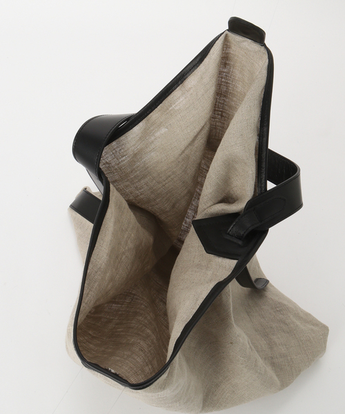 marco masi(マルコマージ)の「MARCOMASI/マルコマージ linen w leather BAG(ショルダーバッグ・レディース・ブラック・FREE)」の5枚目の写真