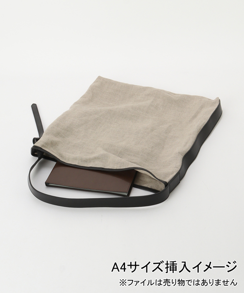 marco masi(マルコマージ)の「MARCOMASI/マルコマージ linen w leather BAG(ショルダーバッグ・レディース・ブラック・FREE)」の6枚目の写真