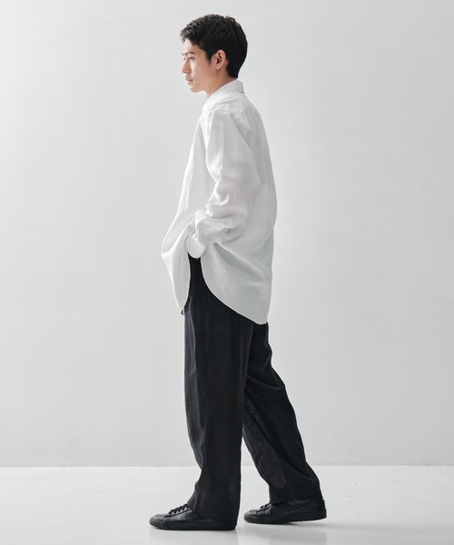 markaware（マーカウェア）の「【MARKAWARE/ マーカウェア】DOUBLE PLEATED EASY TROUSERS/ヘンプ細布 / ダブルプリーテッドイージートラウザーズ（スラックス・メンズ・ブラック/ホワイト・3/2）」の21枚目の写真
