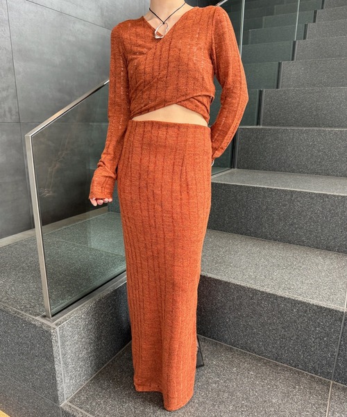 Ameri（アメリ）の「CACHE-COEUR DAMAGE CUT DRESS（ドレス・レディース・スカイブルー/ブラック/テラコッタ・MEDIUM/SMALL）」の2枚目の写真