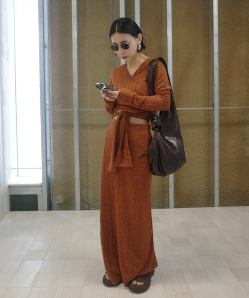 Ameri（アメリ）の「CACHE-COEUR DAMAGE CUT DRESS（ドレス・レディース・スカイブルー/ブラック/テラコッタ・MEDIUM/SMALL）」の8枚目の写真