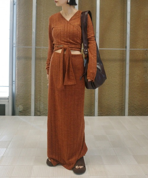Ameri（アメリ）の「CACHE-COEUR DAMAGE CUT DRESS（ドレス・レディース・スカイブルー/ブラック/テラコッタ・MEDIUM/SMALL）」の12枚目の写真