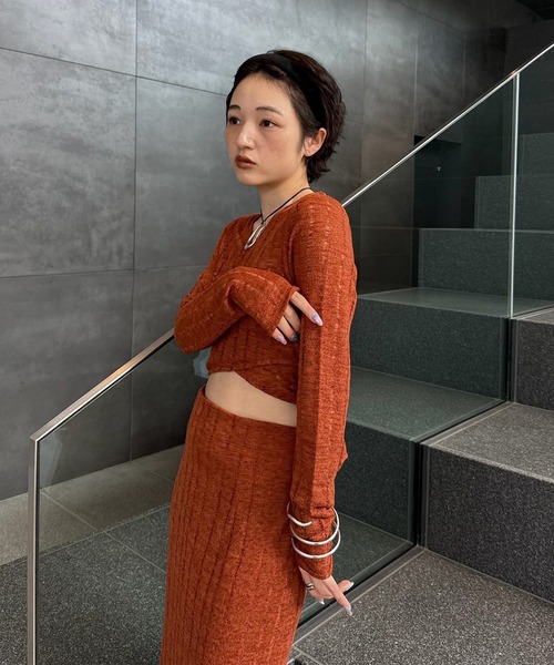 Ameri（アメリ）の「CACHE-COEUR DAMAGE CUT DRESS（ドレス・レディース・スカイブルー/ブラック/テラコッタ・MEDIUM/SMALL）」の20枚目の写真