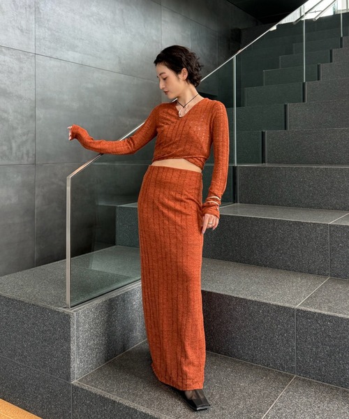 Ameri（アメリ）の「CACHE-COEUR DAMAGE CUT DRESS（ドレス・レディース・スカイブルー/ブラック/テラコッタ・MEDIUM/SMALL）」の17枚目の写真