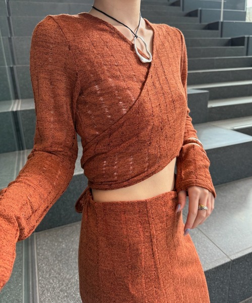 Ameri（アメリ）の「CACHE-COEUR DAMAGE CUT DRESS（ドレス・レディース・スカイブルー/ブラック/テラコッタ・MEDIUM/SMALL）」の19枚目の写真