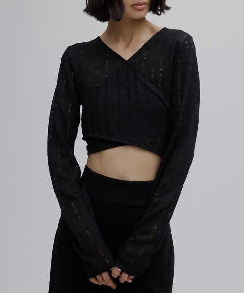 Ameri（アメリ）の「CACHE-COEUR DAMAGE CUT DRESS（ドレス・レディース・スカイブルー/ブラック/テラコッタ・MEDIUM/SMALL）」の4枚目の写真