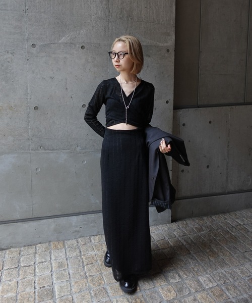 Ameri（アメリ）の「CACHE-COEUR DAMAGE CUT DRESS（ドレス・レディース・スカイブルー/ブラック/テラコッタ・MEDIUM/SMALL）」の14枚目の写真
