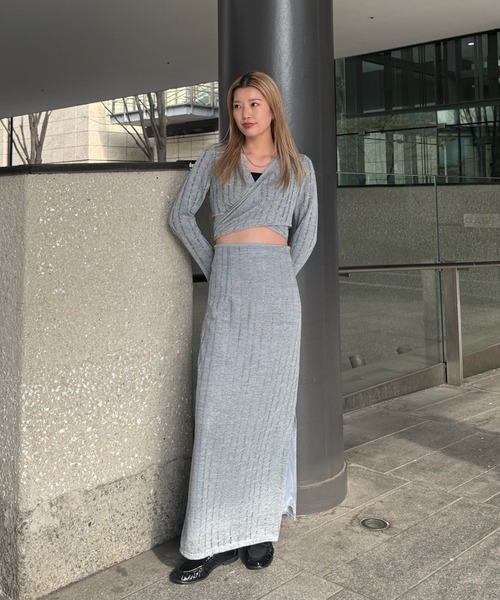 Ameri（アメリ）の「CACHE-COEUR DAMAGE CUT DRESS（ドレス・レディース・スカイブルー/ブラック/テラコッタ・MEDIUM/SMALL）」の22枚目の写真
