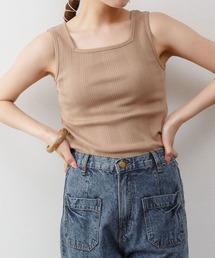 LARU（ラルー）の「ランダムリブスクエア タンクトップ（タンクトップ）」
