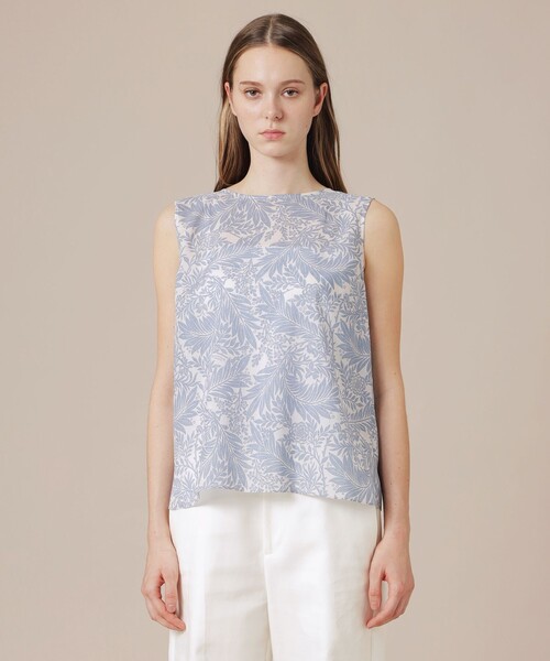 MACKINTOSH LONDON(マッキントッシュ ロンドン)の「リーフプリントノースリーブブラウス(シャツ/ブラウス・レディース・ブルー/ベージュ・38/40)」の5枚目の写真