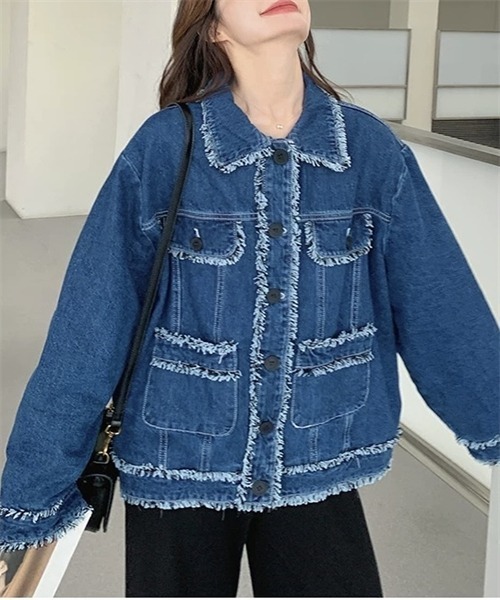 FREE STYLISTS(フリー スタイリスト)の「フリンジデザインデニムジャケット(デニムジャケット・レディース・ブルー・M/L)」の18枚目の写真