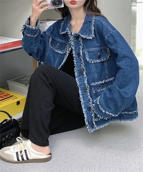 FREE STYLISTS(フリー スタイリスト)の「フリンジデザインデニムジャケット(デニムジャケット・レディース・ブルー・M/L)」の11枚目の写真