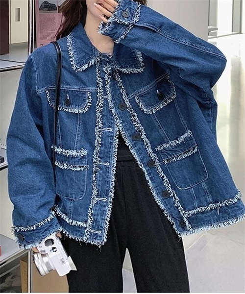 FREE STYLISTS(フリー スタイリスト)の「フリンジデザインデニムジャケット(デニムジャケット・レディース・ブルー・M/L)」の21枚目の写真
