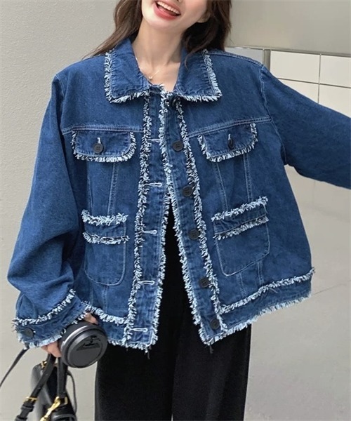 FREE STYLISTS(フリー スタイリスト)の「フリンジデザインデニムジャケット(デニムジャケット・レディース・ブルー・M/L)」の17枚目の写真
