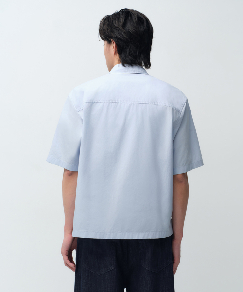 MUSINSA STANDARD（ムシンサスタンダード）の「ウォッシュドポプリン半袖クロップシャツ[スカイブルー]（シャツ/ブラウス・メンズ・その他・X-LARGE/2XL/SMALL/MEDIUM/LARGE）」の3枚目の写真