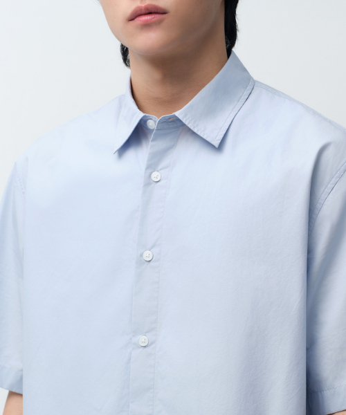 MUSINSA STANDARD（ムシンサスタンダード）の「ウォッシュドポプリン半袖クロップシャツ[スカイブルー]（シャツ/ブラウス・メンズ・その他・X-LARGE/2XL/SMALL/MEDIUM/LARGE）」の4枚目の写真