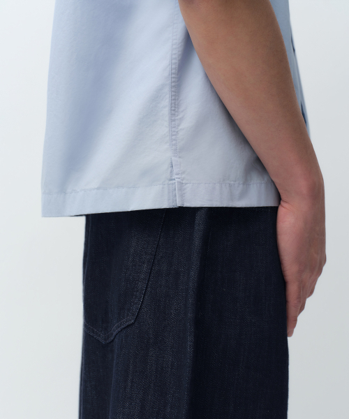 MUSINSA STANDARD（ムシンサスタンダード）の「ウォッシュドポプリン半袖クロップシャツ[スカイブルー]（シャツ/ブラウス・メンズ・その他・X-LARGE/2XL/SMALL/MEDIUM/LARGE）」の5枚目の写真