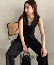 MYMOOD. | シーン選ばず着用可◎コンパクトベスト×ストレートパンツセットアップ(セットアップ)