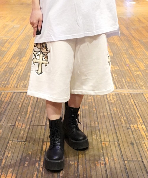 GALFY(ガルフィー)の「【別注】GA×GALFY-別注十字架わんわんハーフパンツ(スウェットパンツ・メンズ・ホワイト/ブラック/ブラック系2・S/L/XL)」の4枚目の写真