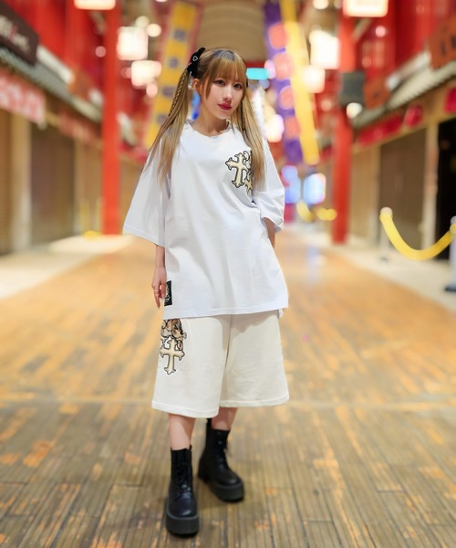 GALFY(ガルフィー)の「【別注】GA×GALFY-別注十字架わんわんハーフパンツ(スウェットパンツ・メンズ・ホワイト/ブラック/ブラック系2・S/L/XL)」の7枚目の写真
