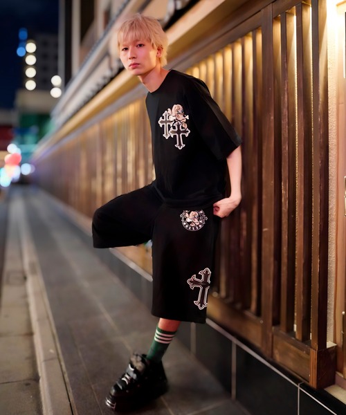 GALFY(ガルフィー)の「【別注】GA×GALFY-別注十字架わんわんハーフパンツ(スウェットパンツ・メンズ・ホワイト/ブラック/ブラック系2・S/L/XL)」の14枚目の写真
