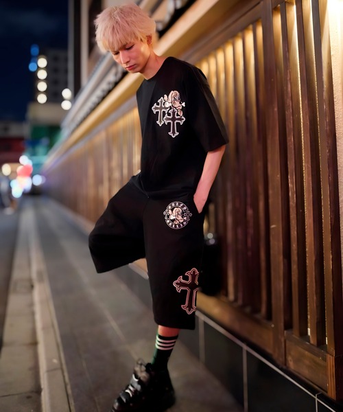 GALFY(ガルフィー)の「【別注】GA×GALFY-別注十字架わんわんハーフパンツ(スウェットパンツ・メンズ・ホワイト/ブラック/ブラック系2・S/L/XL)」の15枚目の写真
