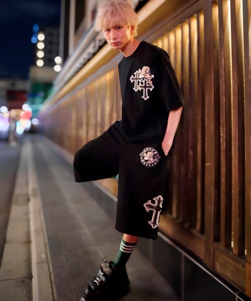 GALFY(ガルフィー)の「【別注】GA×GALFY-別注十字架わんわんハーフパンツ(スウェットパンツ・メンズ・ホワイト/ブラック/ブラック系2・S/L/XL)」の16枚目の写真