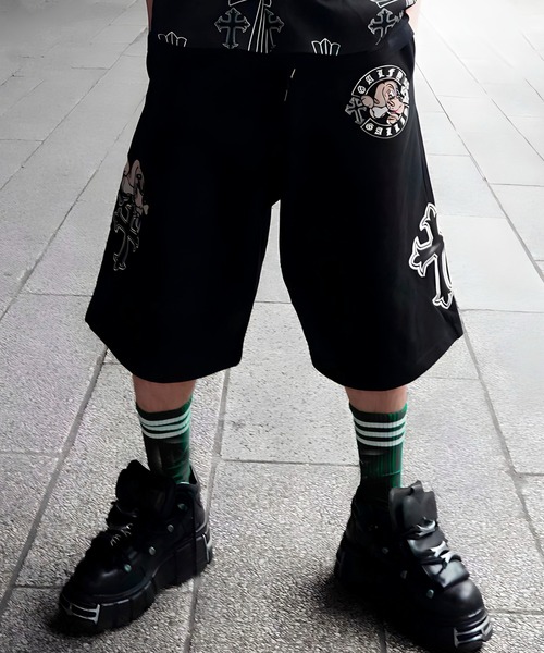 GALFY(ガルフィー)の「【別注】GA×GALFY-別注十字架わんわんハーフパンツ(スウェットパンツ・メンズ・ホワイト/ブラック/ブラック系2・S/L/XL)」の11枚目の写真