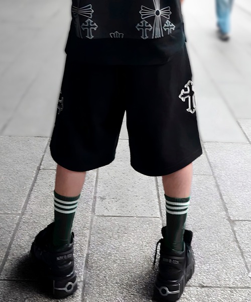 GALFY(ガルフィー)の「【別注】GA×GALFY-別注十字架わんわんハーフパンツ(スウェットパンツ・メンズ・ホワイト/ブラック/ブラック系2・S/L/XL)」の12枚目の写真