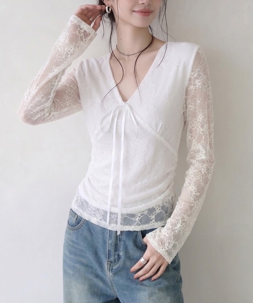 Kuroba（クロバ）の「レースシアートップス（Tシャツ/カットソー・レディース・オフホワイト・FREE）」の7枚目の写真