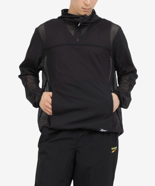 Reebok(リーボック)の「アスリート メッシュ アノラック / ATHLETE MESH ANORAK(ジャージ・メンズ・ブラック・X-LARGE/SMALL/MEDIUM/LARGE)」の1枚目の写真