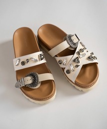 asymmetric bijou strap sandal