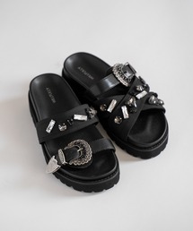 asymmetric bijou strap sandal