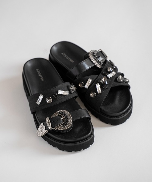 asymmetric bijou strap sandal（サンダル）｜WILLFULLY（ウィルフリー
