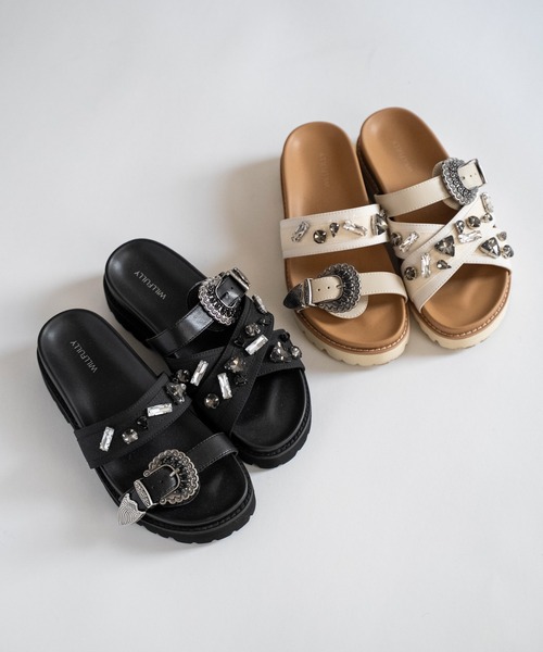 asymmetric bijou strap sandal（サンダル）｜WILLFULLY（ウィルフリー