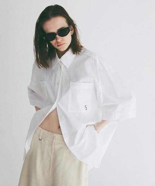 CLANE(クラネ)の「HALF SLEEVE HUGE SHIRTS(シャツ/ブラウス・レディース・グレー/ストライプ/ホワイト・1/2)」の4枚目の写真