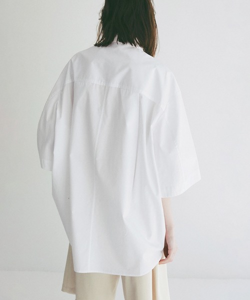 CLANE(クラネ)の「HALF SLEEVE HUGE SHIRTS(シャツ/ブラウス・レディース・グレー/ストライプ/ホワイト・1/2)」の6枚目の写真