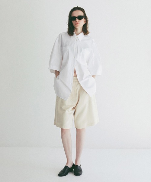 CLANE(クラネ)の「HALF SLEEVE HUGE SHIRTS(シャツ/ブラウス・レディース・グレー/ストライプ/ホワイト・1/2)」の7枚目の写真