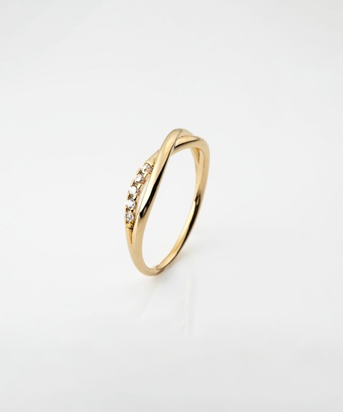 Cream dot.（クリームドット）の「【金属アレルギー対応】アシンメトリーなラインストーンクロス華奢リング（リング・レディース・シルバー/ピンクゴールド/ゴールド・7号/19号/23号/21号/17号/15号/13号/11号）」の8枚目の写真