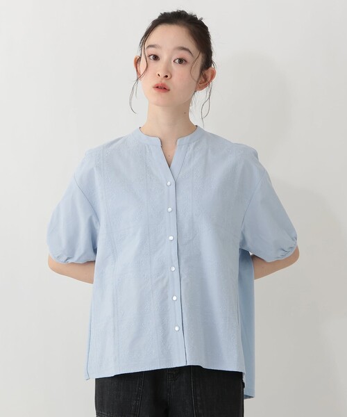 Afternoon Tea（アフタヌーンティー）の「刺繍スキッパープルオーバー（Tシャツ/カットソー・レディース・オフホワイト/ライトブルー/ネイビー・MEDIUM）」の2枚目の写真