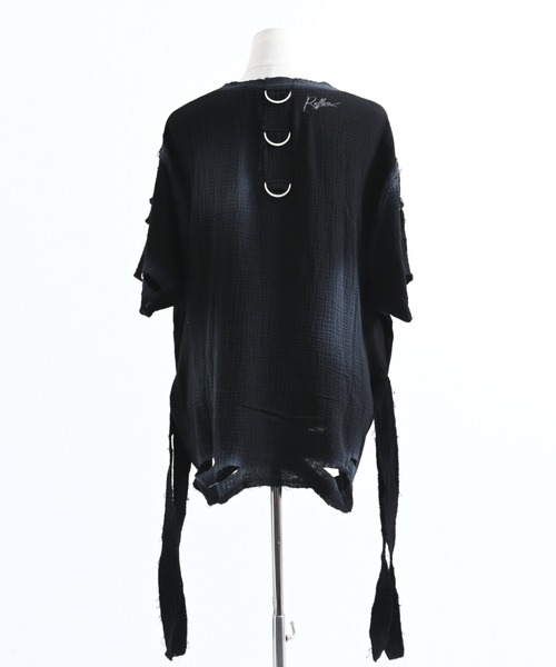 REFLEM(レフレム)の「『REFLEM/レフレム』ダブルガーゼダメージデザイントップス(Tシャツ/カットソー・レディース・ホワイト/ブラック・FREE)」の12枚目の写真